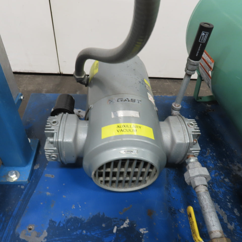 Gast 4VCF-10-M402 1/2HP Piston Vacuum Pump 230/460V 3Ph W/ 15 Gallon Tank Assy.