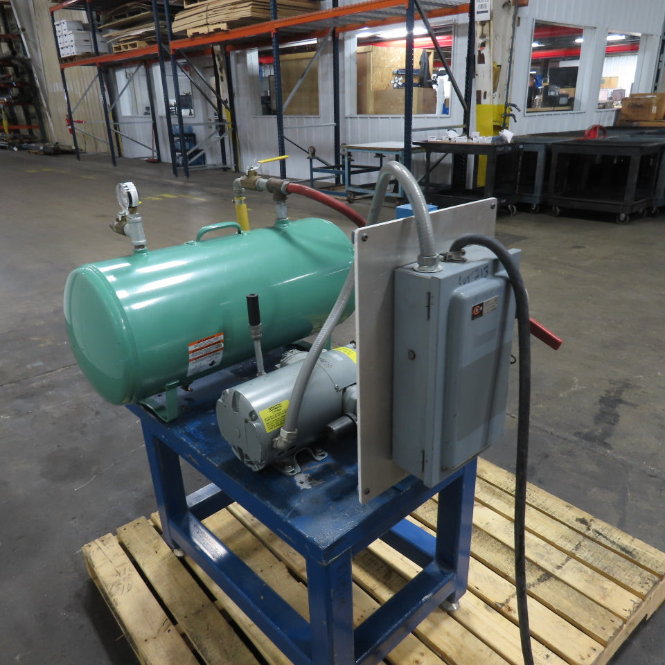 Gast 4VCF-10-M402 1/2HP Piston Vacuum Pump 230/460V 3Ph W/ 15 Gallon Tank Assy.