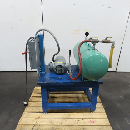 Gast 4VCF-10-M402 1/2HP Piston Vacuum Pump 230/460V 3Ph W/ 15 Gallon Tank Assy.