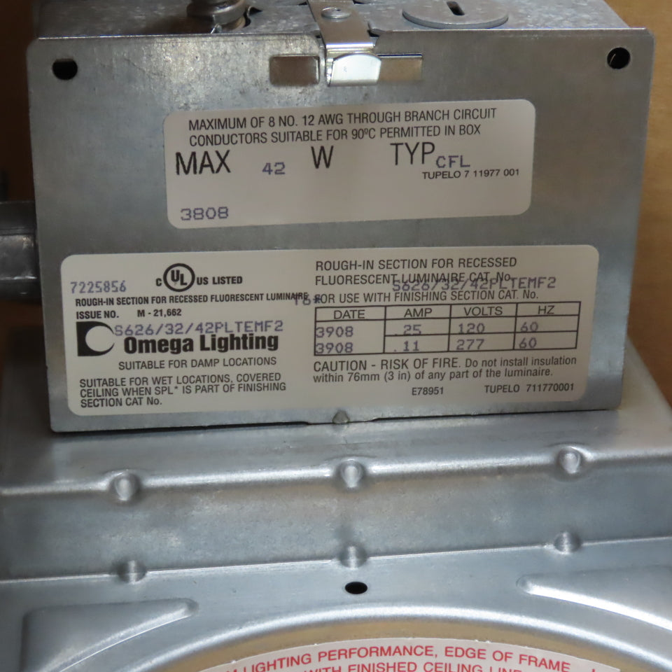 Omega S626/32/42PLTEMF2 Type QEM Rough-In Section For Fluorescent Luminaire