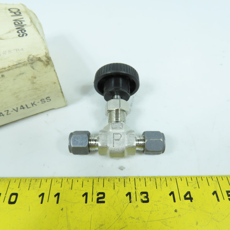 Parker 4Z-V4LK-SS CPI 1/4" Stainless Steel Needle Valve Straight 5000PSI New