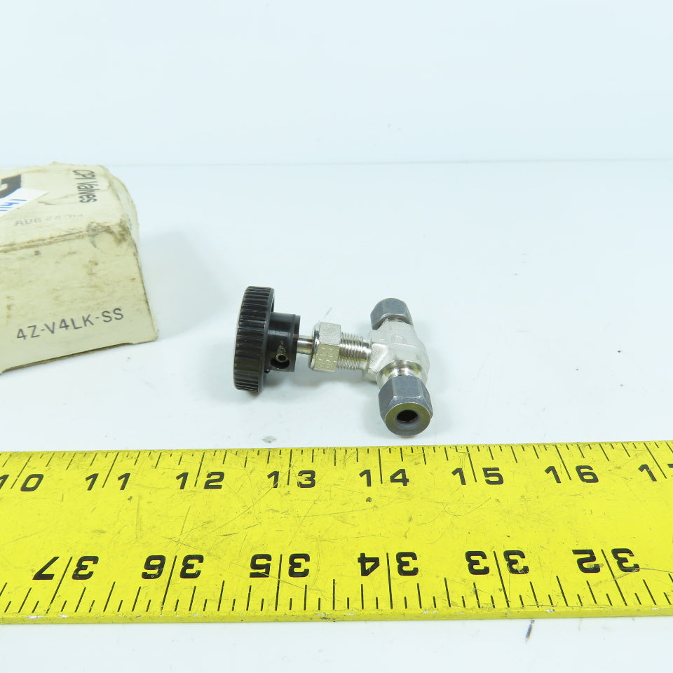 Parker 4Z-V4LK-SS CPI 1/4" Stainless Steel Needle Valve Straight 5000PSI New