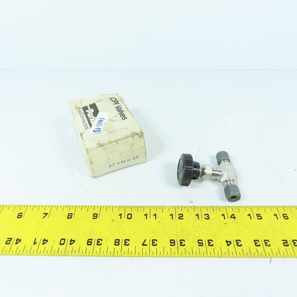Parker 4Z-V4LK-SS CPI 1/4" Stainless Steel Needle Valve Straight 5000PSI New