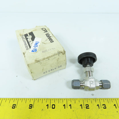 Parker 4Z-V4LK-SS CPI 1/4" Stainless Steel Needle Valve Straight 5000PSI New