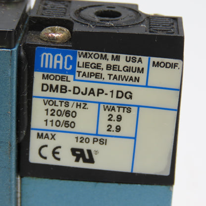 MAC 92B-AAA-000-DM-DJAP-1DG 4 Way Pneumatic Spool Valve 120V Coil