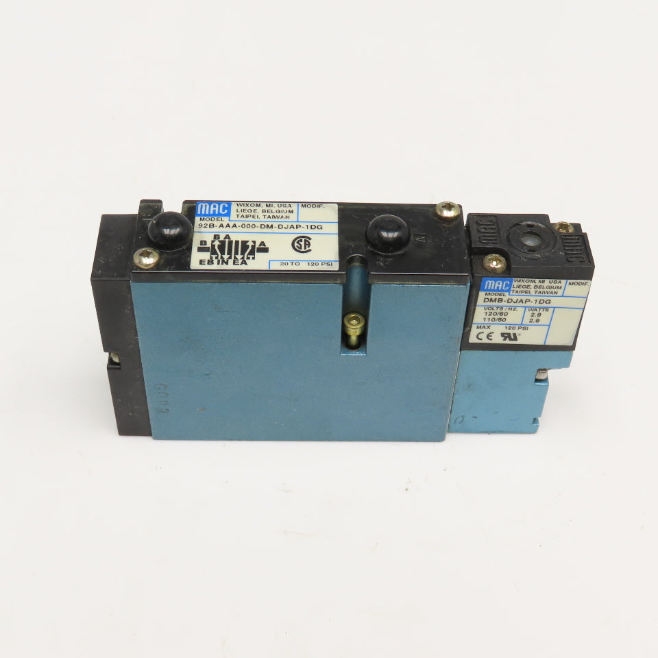 MAC 92B-AAA-000-DM-DJAP-1DG 4 Way Pneumatic Spool Valve 120V Coil