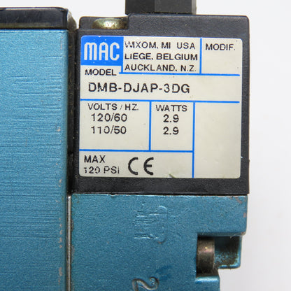 MAC 92B-AAA-000-DM-DJAP-3DG 4 Way Pneumatic Spool Valve 120V Coil