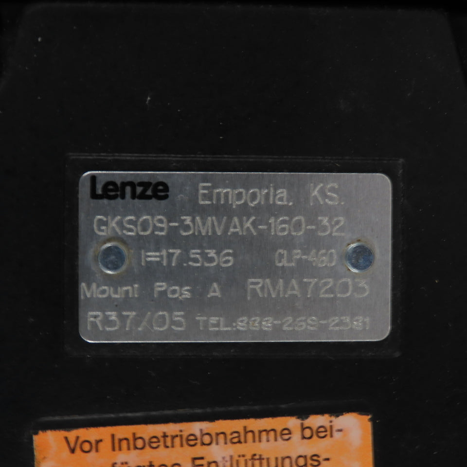 Lenze GKS09-3MVAK-160-32 Helical-Bevel Gear Box Motor 17.536 Ratio 150KW CLP-460