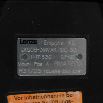 Lenze GKS09-3MVAK-160-32 Helical-Bevel Gear Box Motor 17.536 Ratio 150KW CLP-460