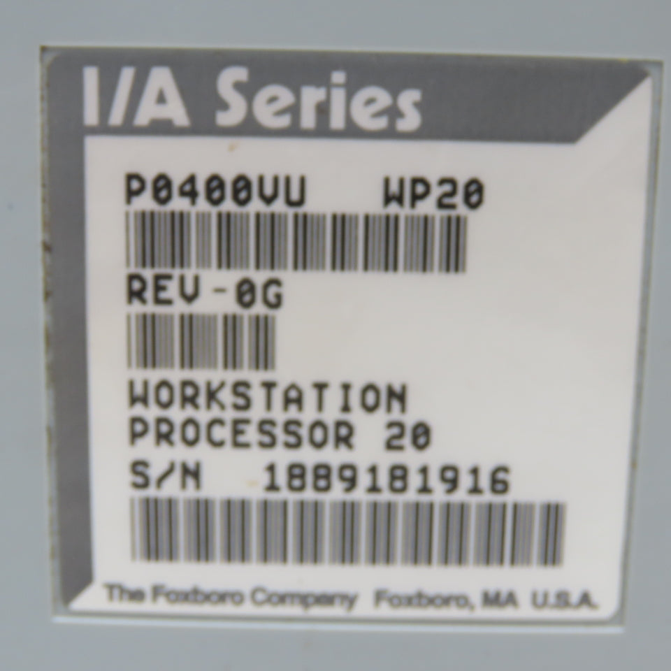 Foxboro P0400VU Rev. 0G I/A Series Workstation Process Controller Processor 20