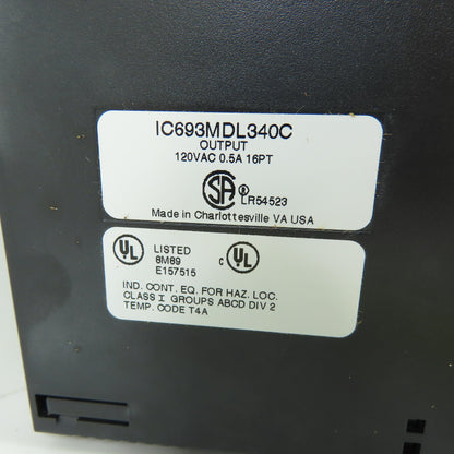 GE Fanuc IC693MDL340C Output Module 120VAC 0.5A 16PT