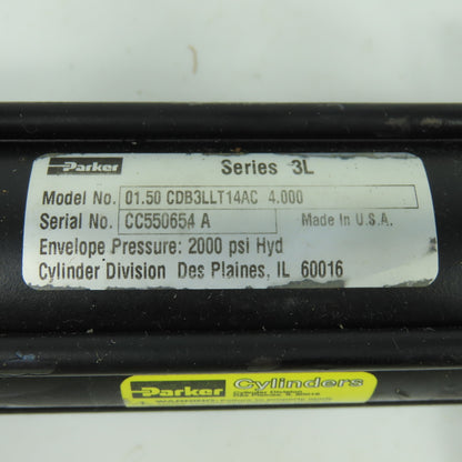 Parker 01.50 CDB3LLT14AC 4.000 Hydraulic Cylinder 1.50" Bore 4" Stroke 2000PSI