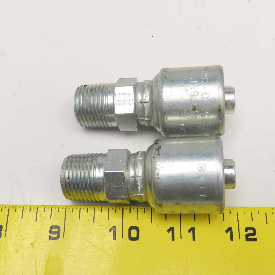 Gates 8G-8MP 1/2" (-8) ID Hose x 1/2" NPTF 30° Seat Hose Fitting Lot Of 2