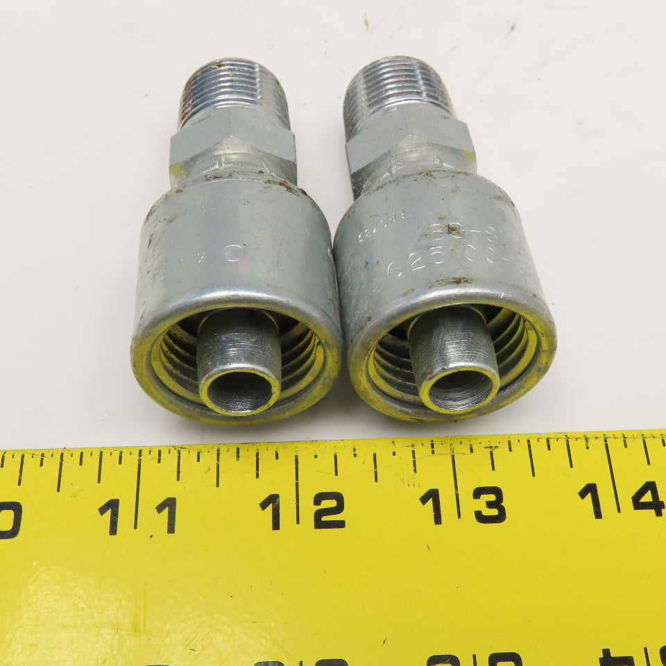 Gates 8G-8MP 1/2" (-8) ID Hose x 1/2" NPTF 30° Seat Hose Fitting Lot Of 2