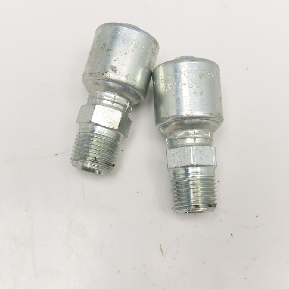 Gates 8G-8MP 1/2" (-8) ID Hose x 1/2" NPTF 30° Seat Hose Fitting Lot Of 2