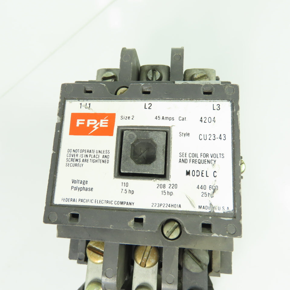 FPE CU23-43 Size 2 Motor Starter 45A 25HP 600V