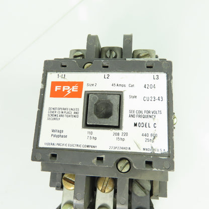 FPE CU23-43 Size 2 Motor Starter 45A 25HP 600V