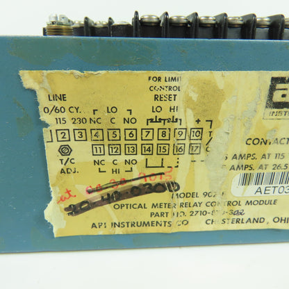 API 2710-820-302 90*B Optical Meter Relay Control Module 115VAC 26.5VDC