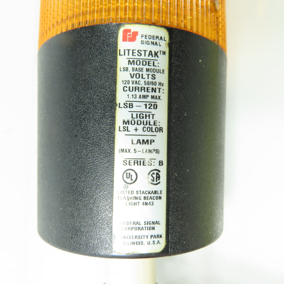 Federal Signal LSB-120 Stackable Beacon Light Tower 120VAC Red Green Amber