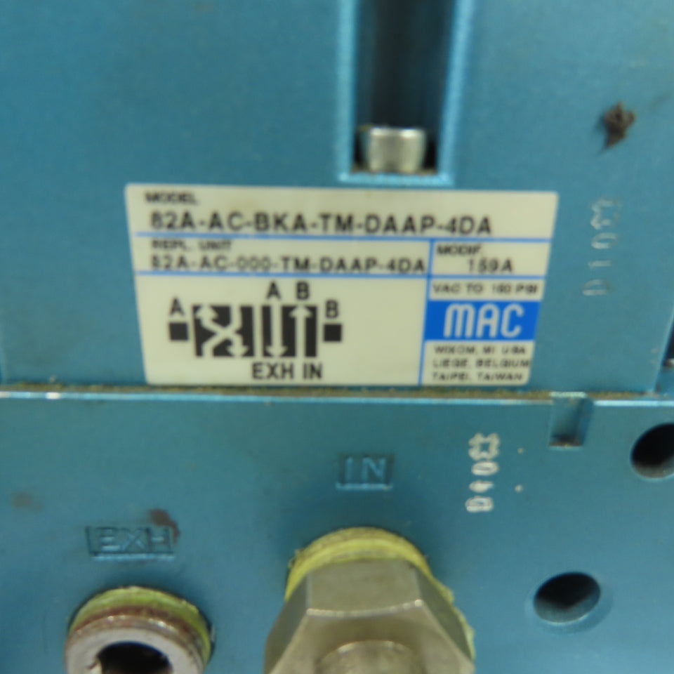 MAC 82A-AC-BKA-TM-DAAP-4DA Solenoid Valve 110/120V Coil 150PSI