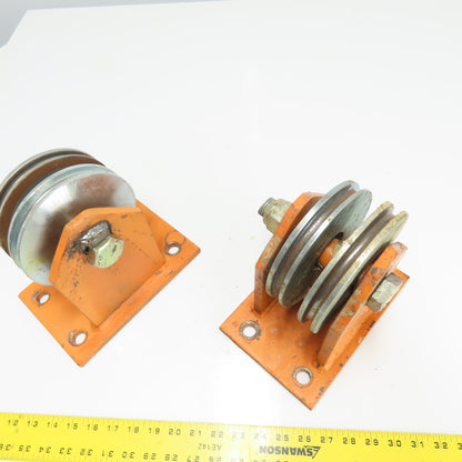 Heavy Duty Steel Rope Wire Pulley 6" OD 8-3/4" Tall Lot Of 2