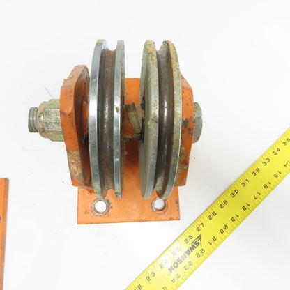 Heavy Duty Steel Rope Wire Pulley 6" OD 8-3/4" Tall Lot Of 2