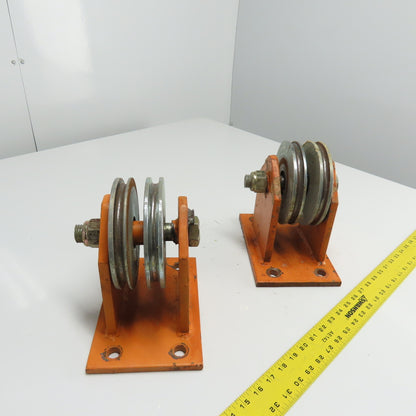 Heavy Duty Steel Rope Wire Pulley 6" OD 8-3/4" Tall Lot Of 2
