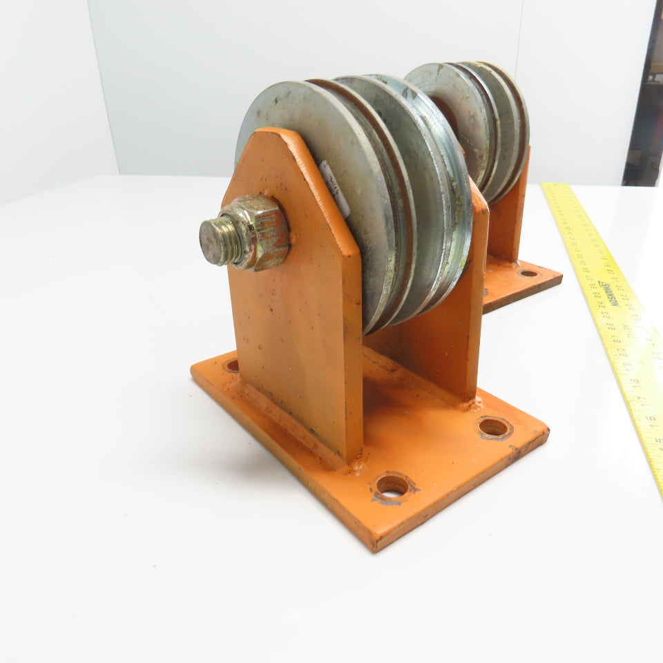 Heavy Duty Steel Rope Wire Pulley 6" OD 8-3/4" Tall Lot Of 2