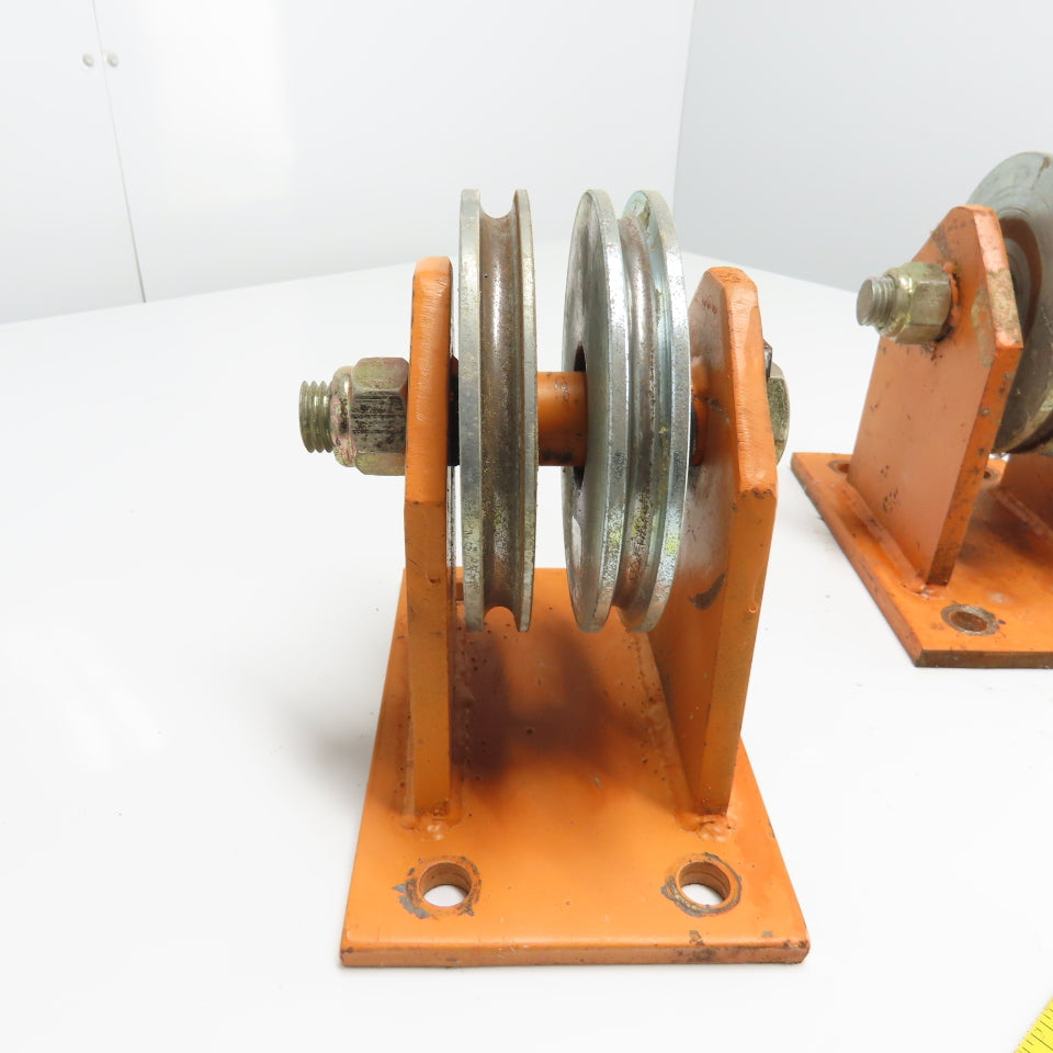 Heavy Duty Steel Rope Wire Pulley 6" OD 8-3/4" Tall Lot Of 2