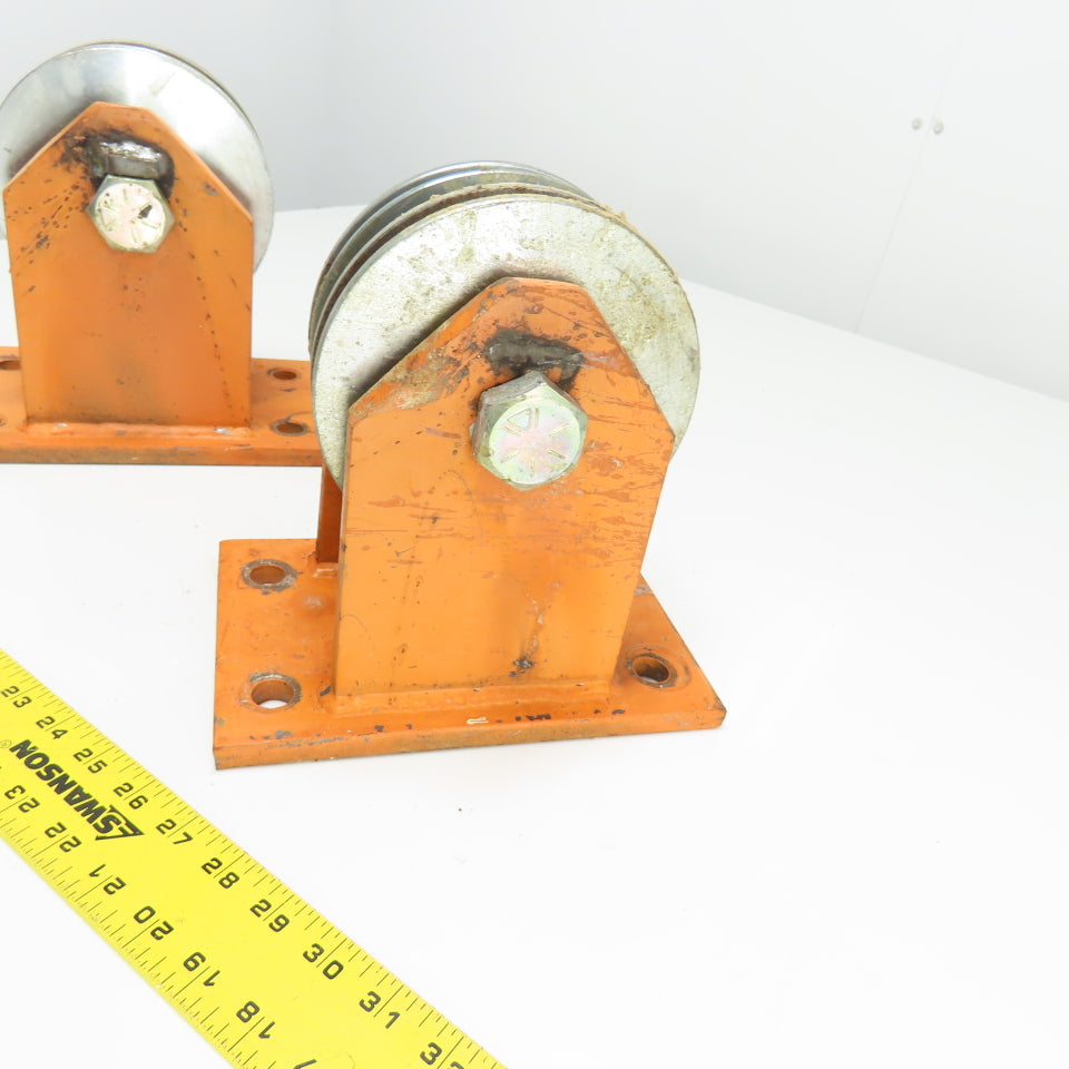 Heavy Duty Steel Rope Wire Pulley 6" OD 8-3/4" Tall Lot Of 2