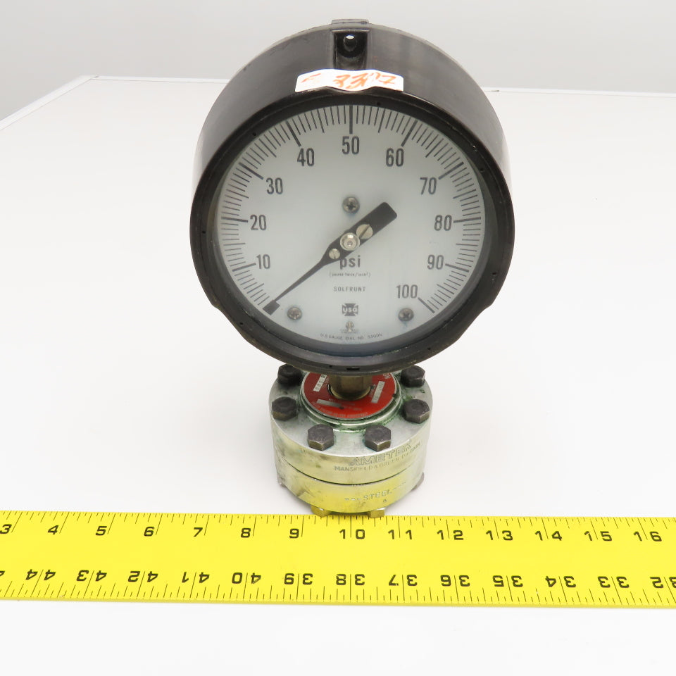 Ametek Type SB USG 33004 0-100PSI Dial Pressure Gauge W/ Diaphragm Seal 1" NPT