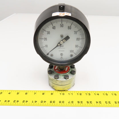 Ametek Type SB USG 33004 0-100PSI Dial Pressure Gauge W/ Diaphragm Seal 1" NPT