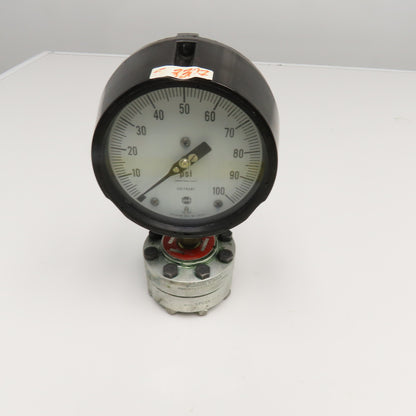 Ametek Type SB USG 33004 0-100PSI Dial Pressure Gauge W/ Diaphragm Seal 1" NPT