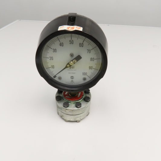 Ametek Type SB USG 33004 0-100PSI Dial Pressure Gauge W/ Diaphragm Seal 1" NPT
