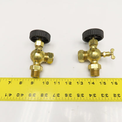Industrial Supply Co. 1/2" Brass Sight Glass Level Gauge Valve Set