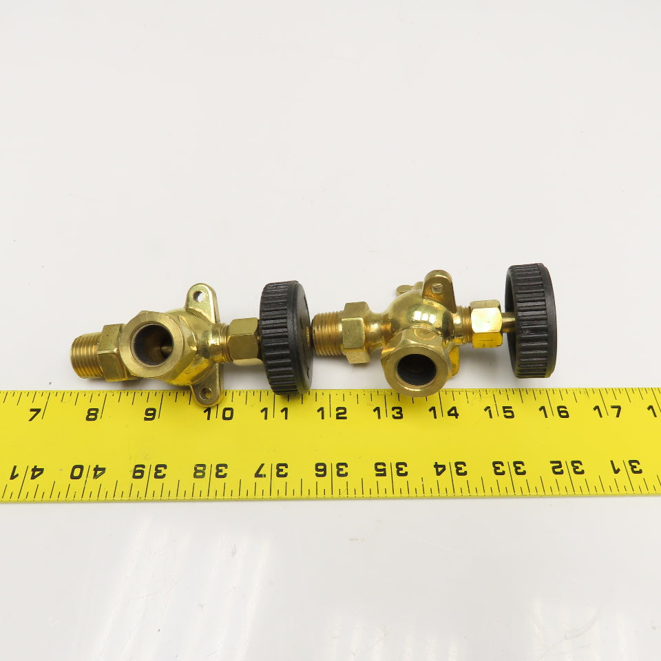 Industrial Supply Co. 1/2" Brass Sight Glass Level Gauge Valve Set