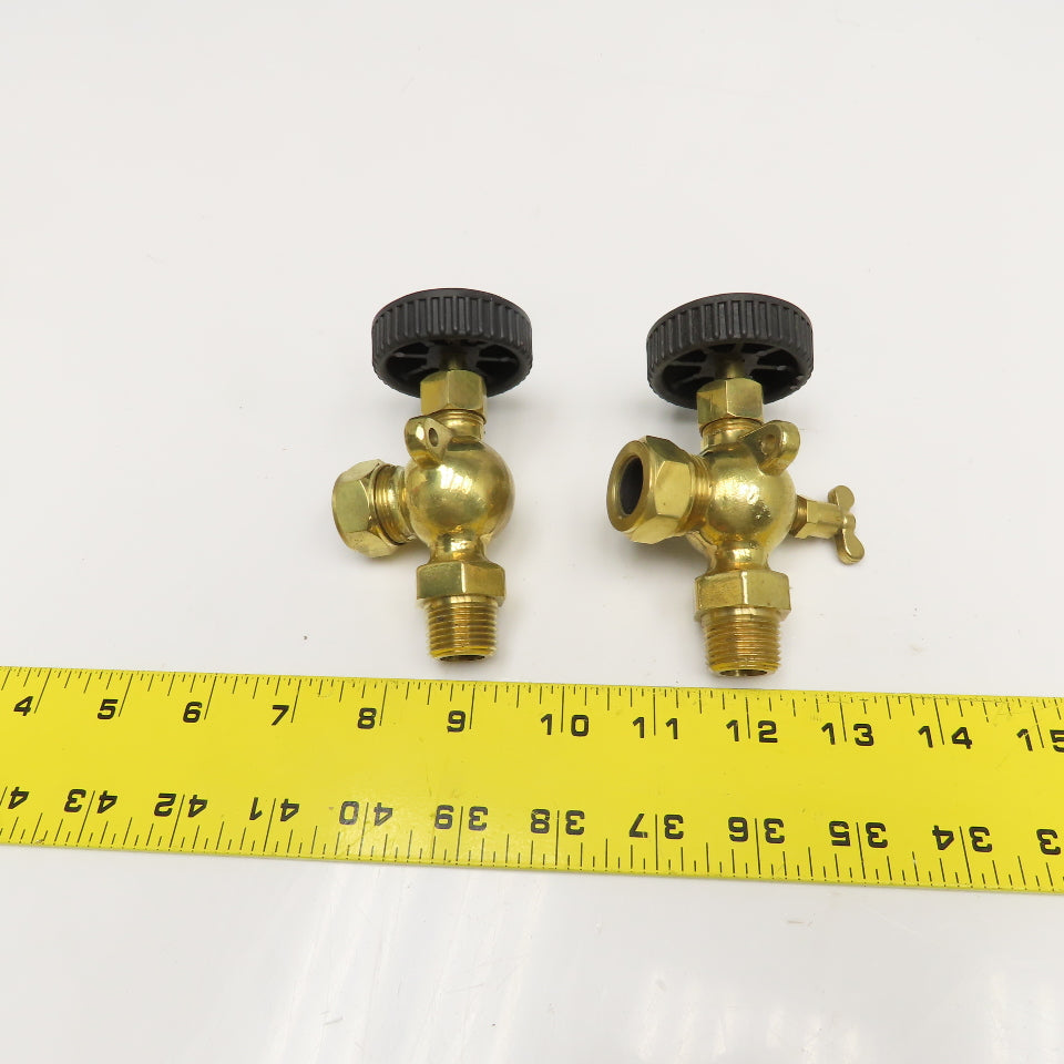 Industrial Supply Co. 1/2" Brass Sight Glass Level Gauge Valve Set