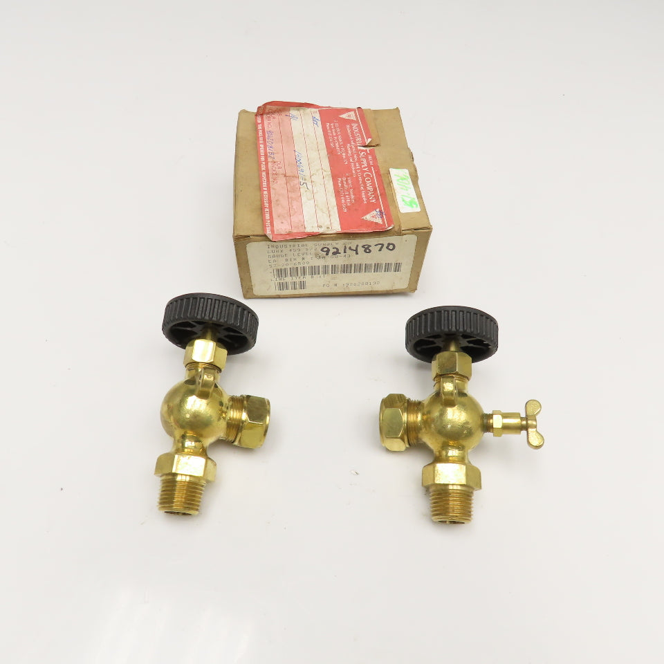 Industrial Supply Co. 1/2" Brass Sight Glass Level Gauge Valve Set