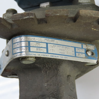 Jamesbury 815L-11-22HBMF-B 2-1/2" Butterfly Valve 300PSIG SS Disc