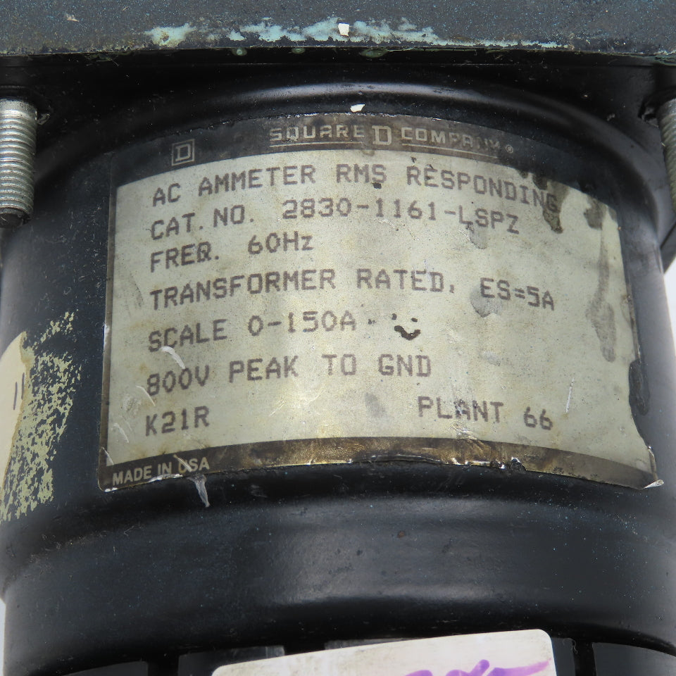Square D 2830-1161-LSPZ 0-150A AC Ammeter Amp Meter 60Hz 800V Max