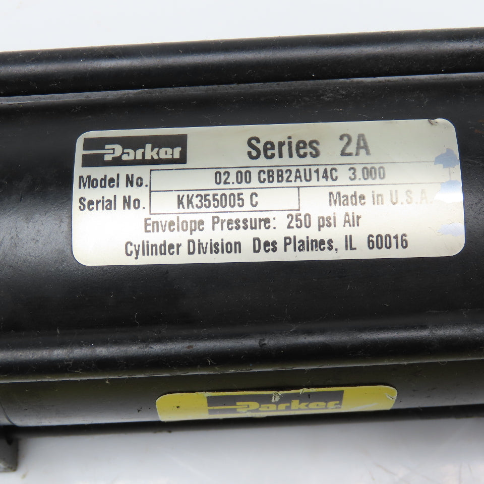 Parker CBB2AU14C 2" Bore 3" Stroke Double Acting Air Cylinder 250PSI