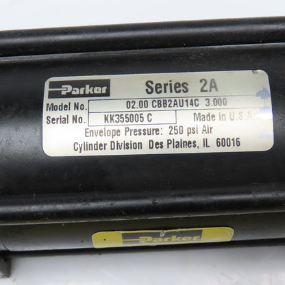 Parker CBB2AU14C 2" Bore 3" Stroke Double Acting Air Cylinder 250PSI