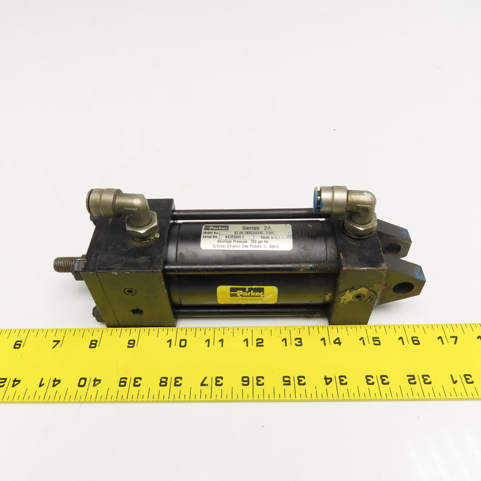 Parker CBB2AU14C 2" Bore 3" Stroke Double Acting Air Cylinder 250PSI