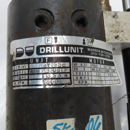 Drillunit DUSDS 1810STP 230/460V Drill 3.93" Stroke 1800RPM 3/4" Keyed Shaft
