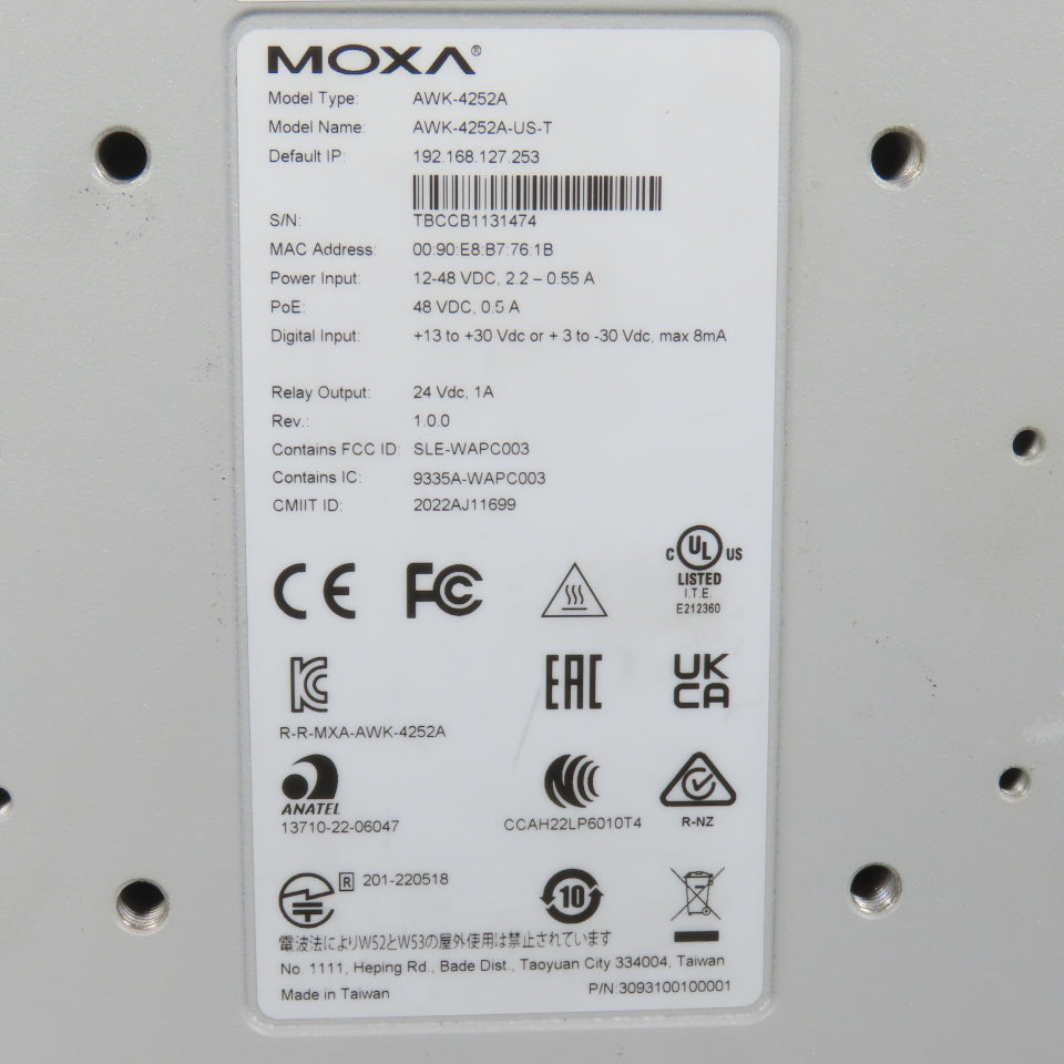 Moxa AWK-4252A AWK-4252A-US-T 802.11ac Wireless Access Point AP/Bridge/Client