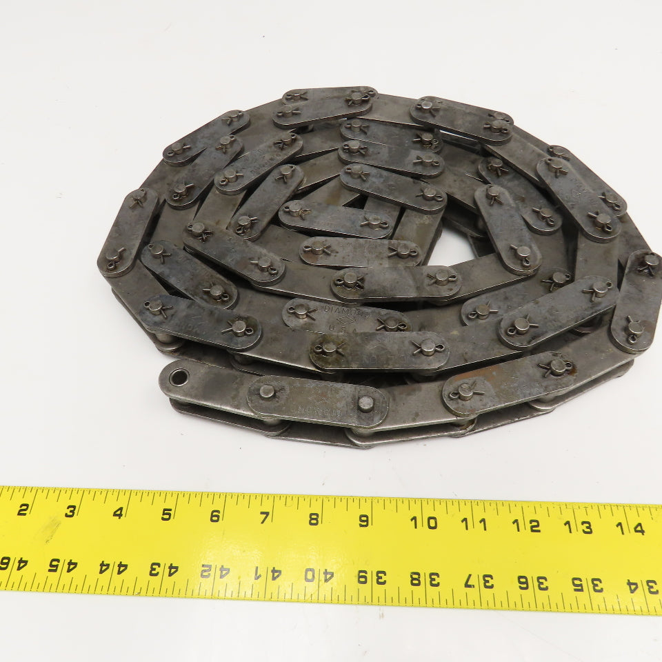 Diamond 2" Double Pitch Conveyor Chain Straight Side Bar Pin Link Used 10'