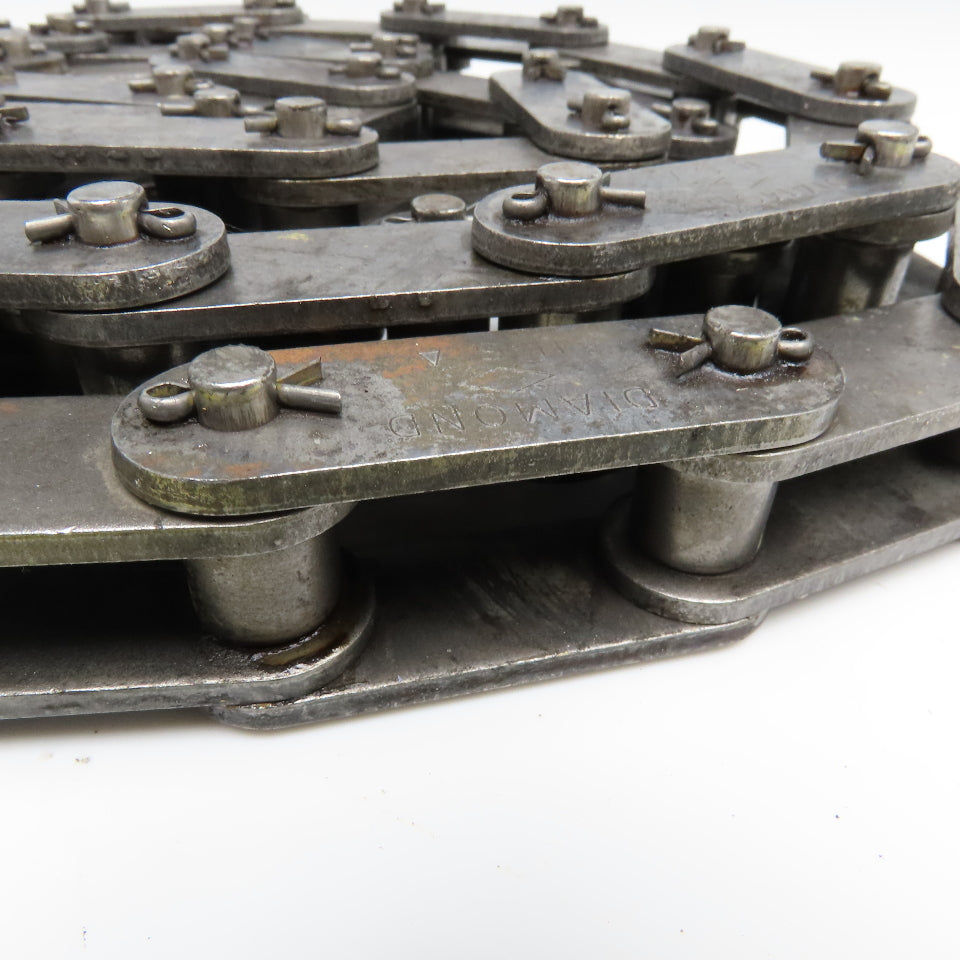 Diamond 2" Double Pitch Conveyor Chain Straight Side Bar Pin Link Used 10'