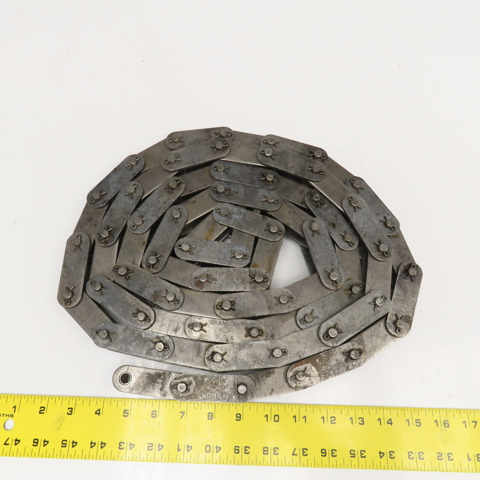 Diamond 2" Double Pitch Conveyor Chain Straight Side Bar Pin Link Used 10'