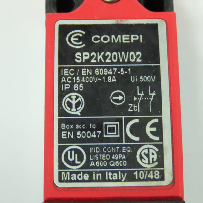 COMEPI SP2K20W02 Safety Interlock Switch, IP65, AC15 440V, 1.8A, Ui 500V