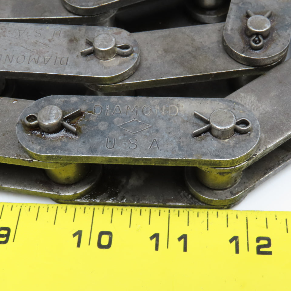 Diamond 2" Double Pitch Conveyor Chain Straight Side Bar Pin Link Used 8'